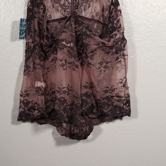NWT Free People Bodysuit Too Cute Eggplant Combo - Picture 10 of 12